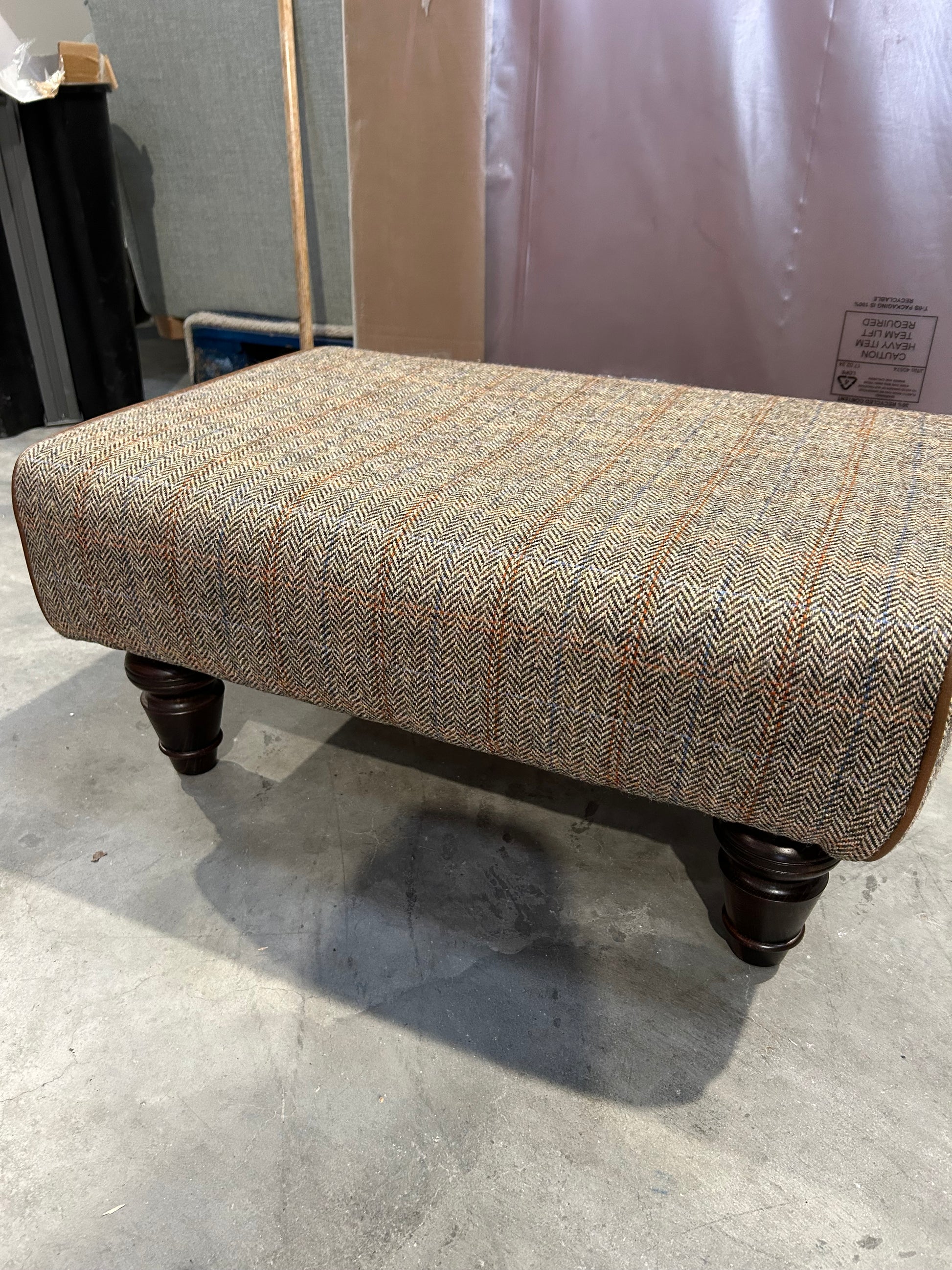 John Lewis Tetrad Lewis Footstool, Harris Tweed Bracken Herringbone