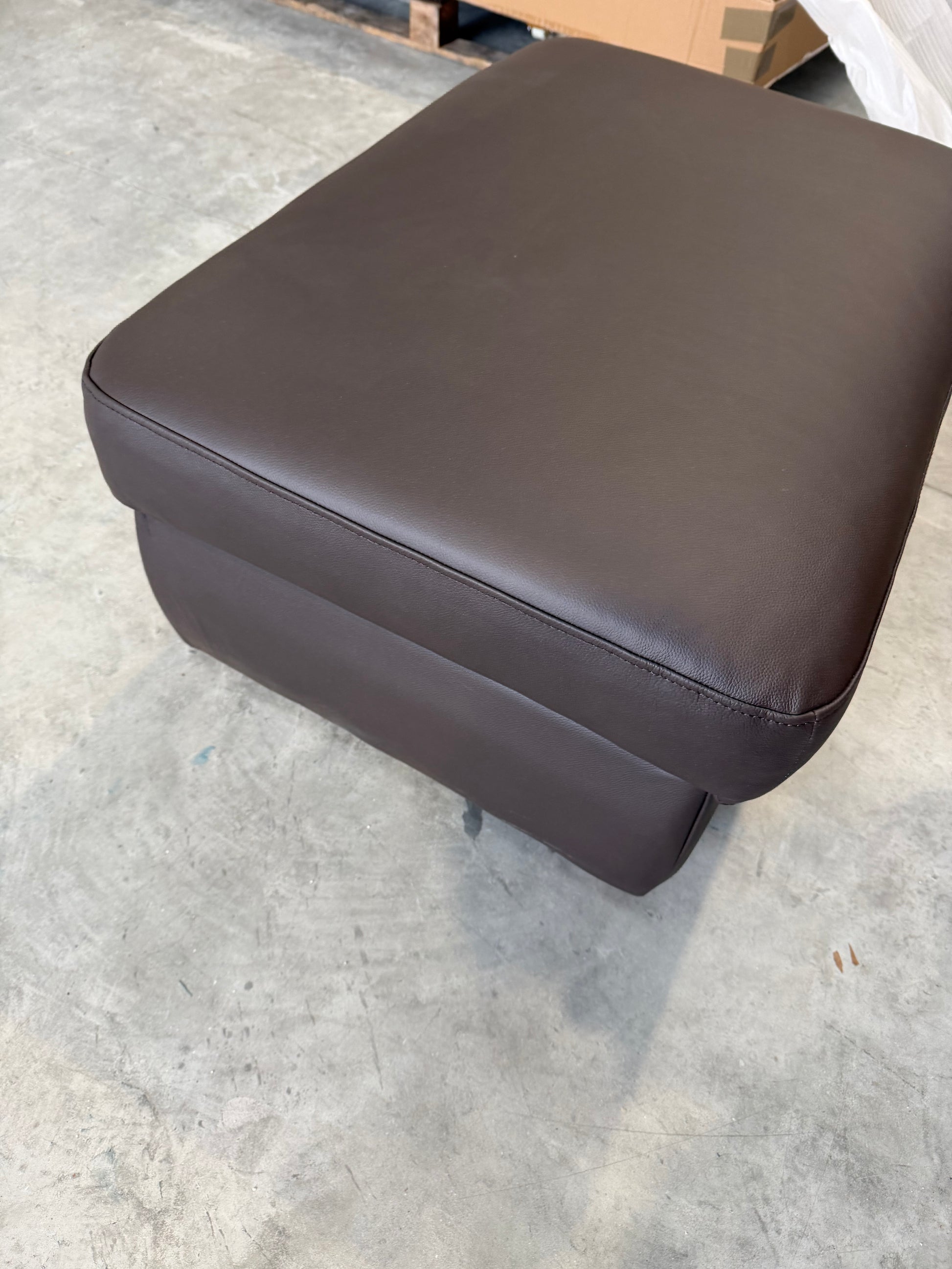 John Lewis Camden Leather Storage Footstool, Dark Leg, Matt Chocolate