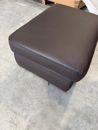 John Lewis Camden Leather Storage Footstool, Dark Leg, Matt Chocolate