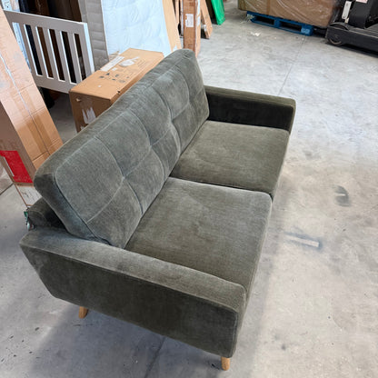John Lewis Barbican Medium 2 Seater Sofa Plush Chenille Moss Green Easy Clean