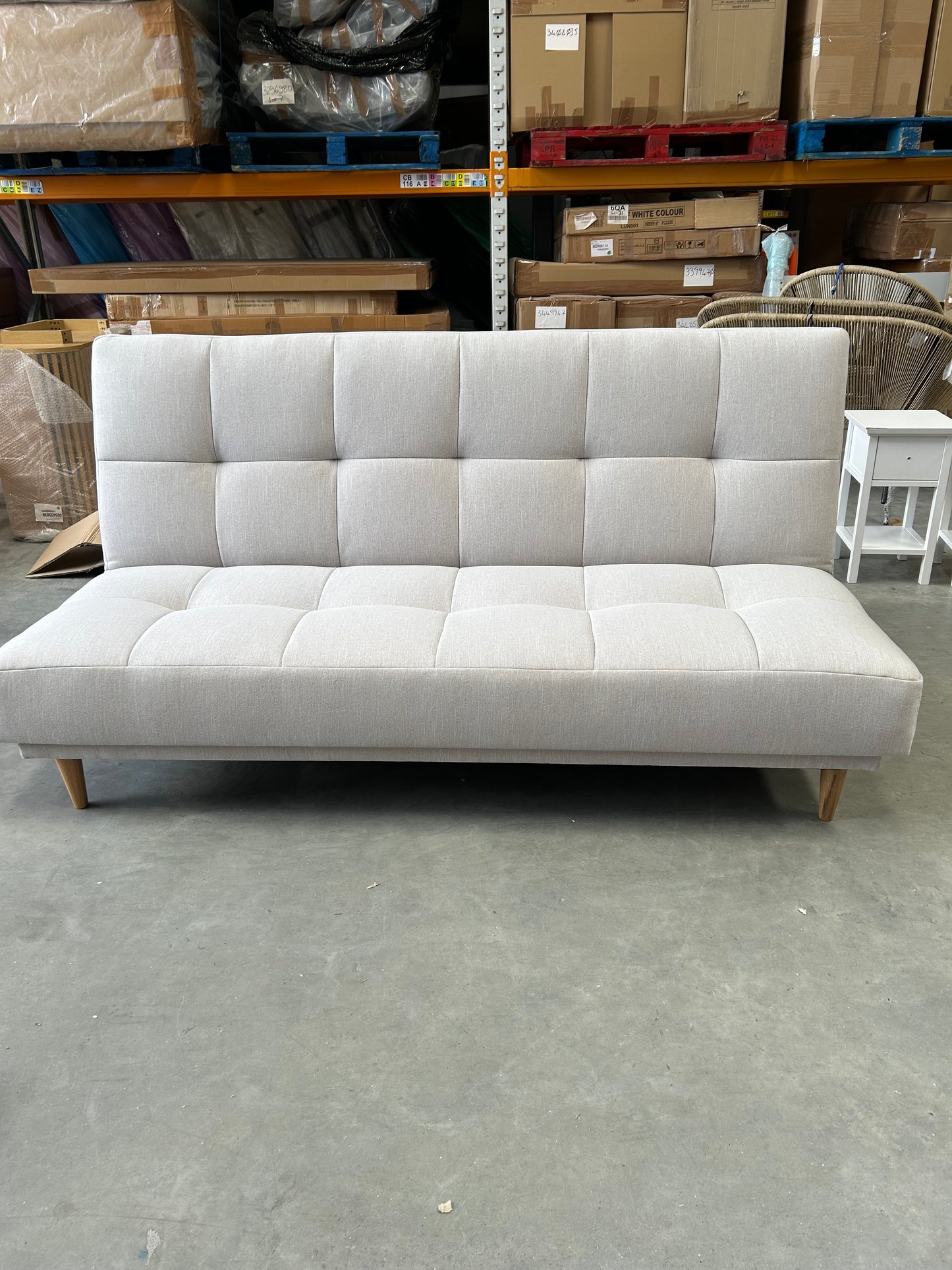 John Lewis Linear Medium 2 Seater Sofa Bed, Light Leg, Topaz Natural