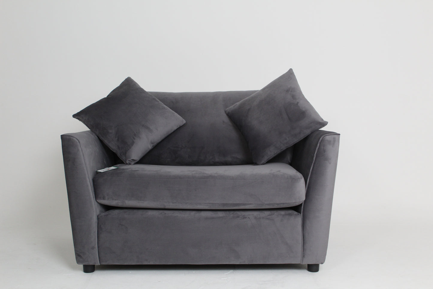 Brook & Wilde Sofa Love Seat Cuddle Chair in Grey Velvet - Made in UK