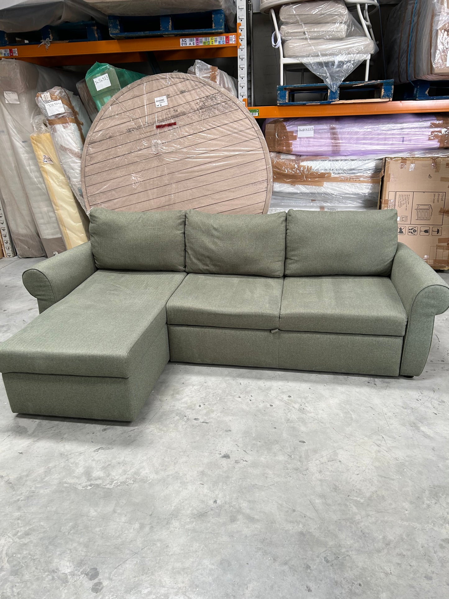 John Lewis Sansa Splayed Arm Sofa Bed with Storage Brushed Tweed Green