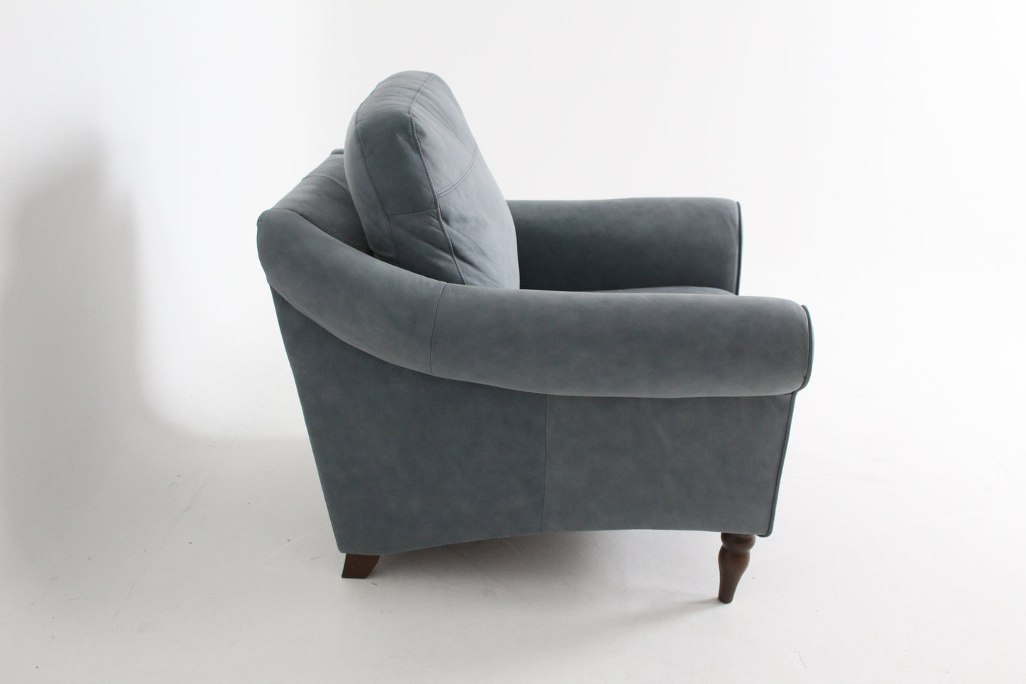 John Lewis Camber Leather Armchair, Dark Leg, Soft Touch Blue