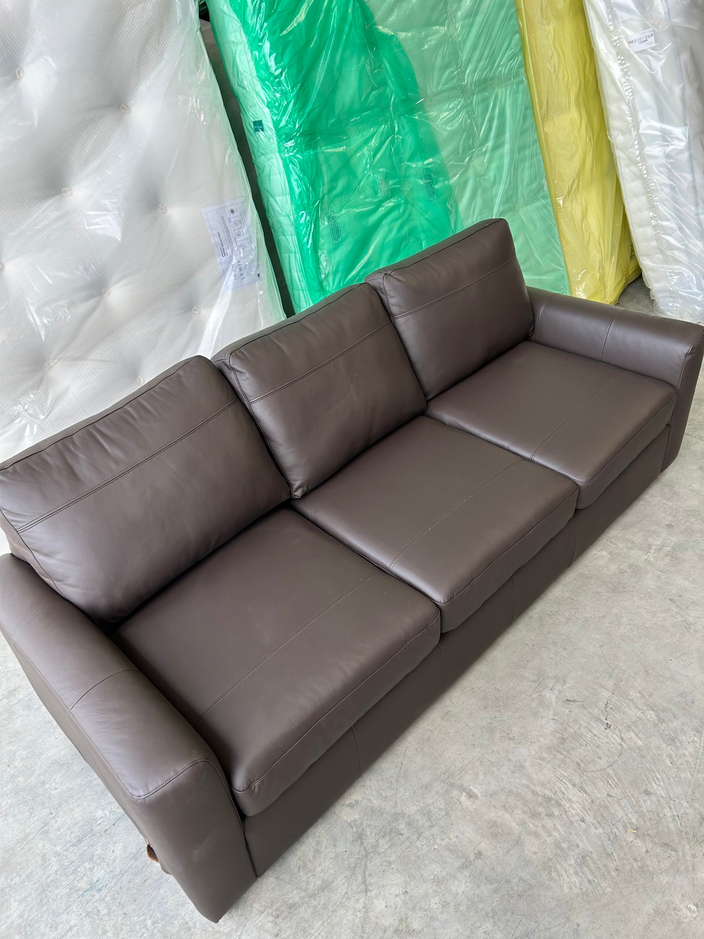 John Lewis Oliver Grand 4 Seater Leather Sofa, Dark Leg Dark Chocolate