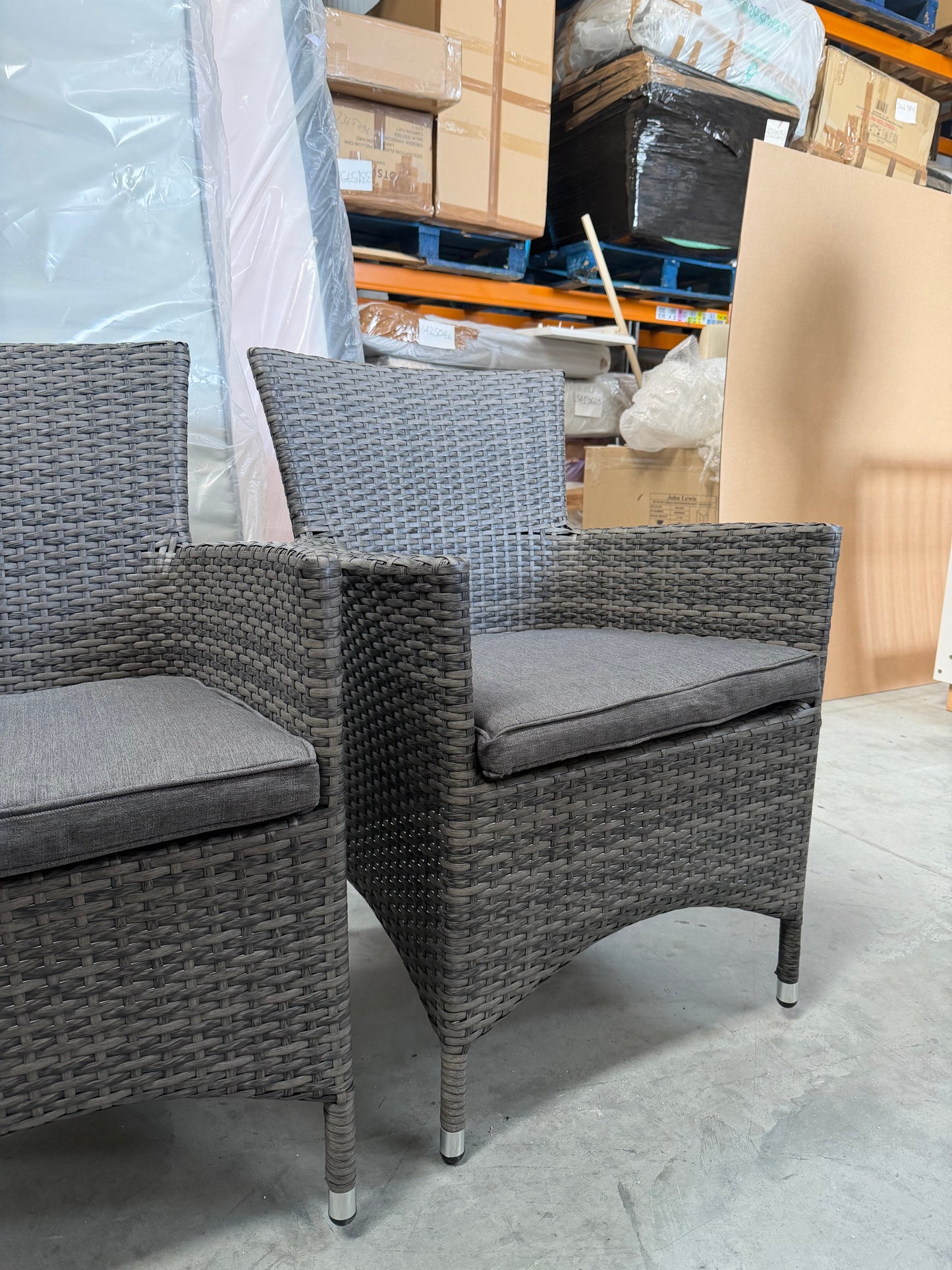 John Lewis Alora Garden Dining Chairs, Set of 2, Brown/Grey READ DESCRIPTION
