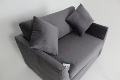 Brook & Wilde Sofa Love Seat Cuddle Chair in Grey Velvet - Made in UK