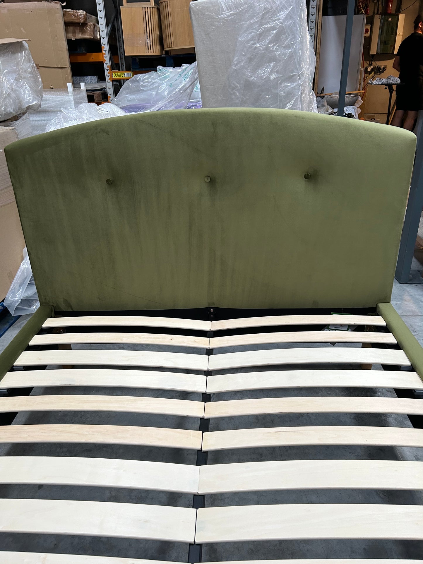 John Lewis Grace Bed Frame, Double, Velvet Olive