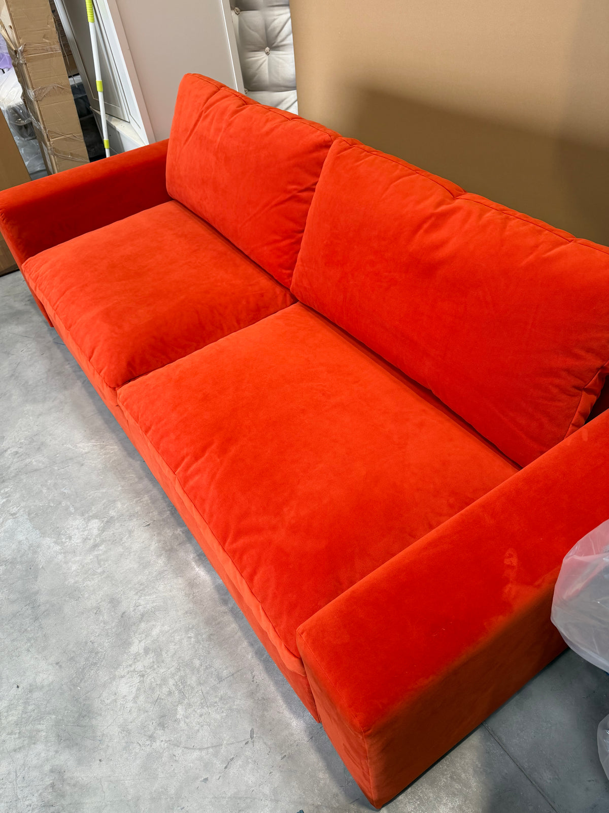 John Lewis Mellow LHF Corner Sofa  Plush Velvet Paprika Easy Clean
