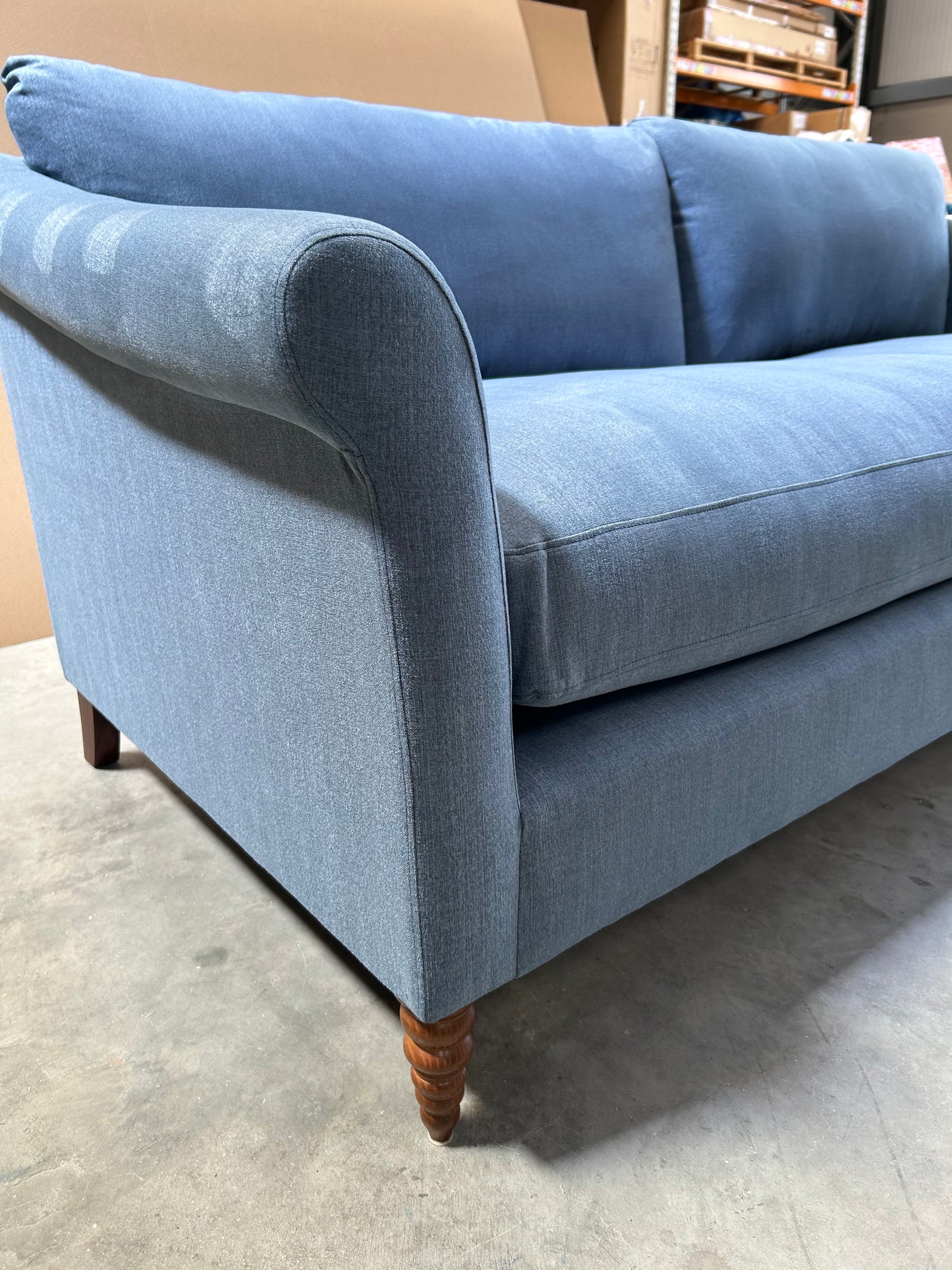 John Lewis Sloane Grand 3 Seater Sofa, Dark Leg Blue Linen