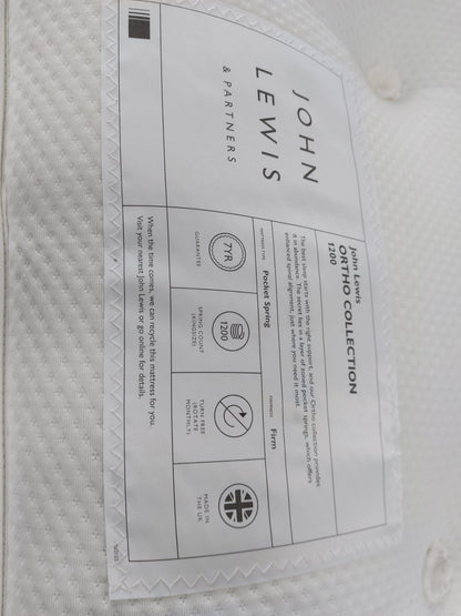 John Lewis Ortho Support 1200 Pocket Spring Mattress, Firm Tension, Double