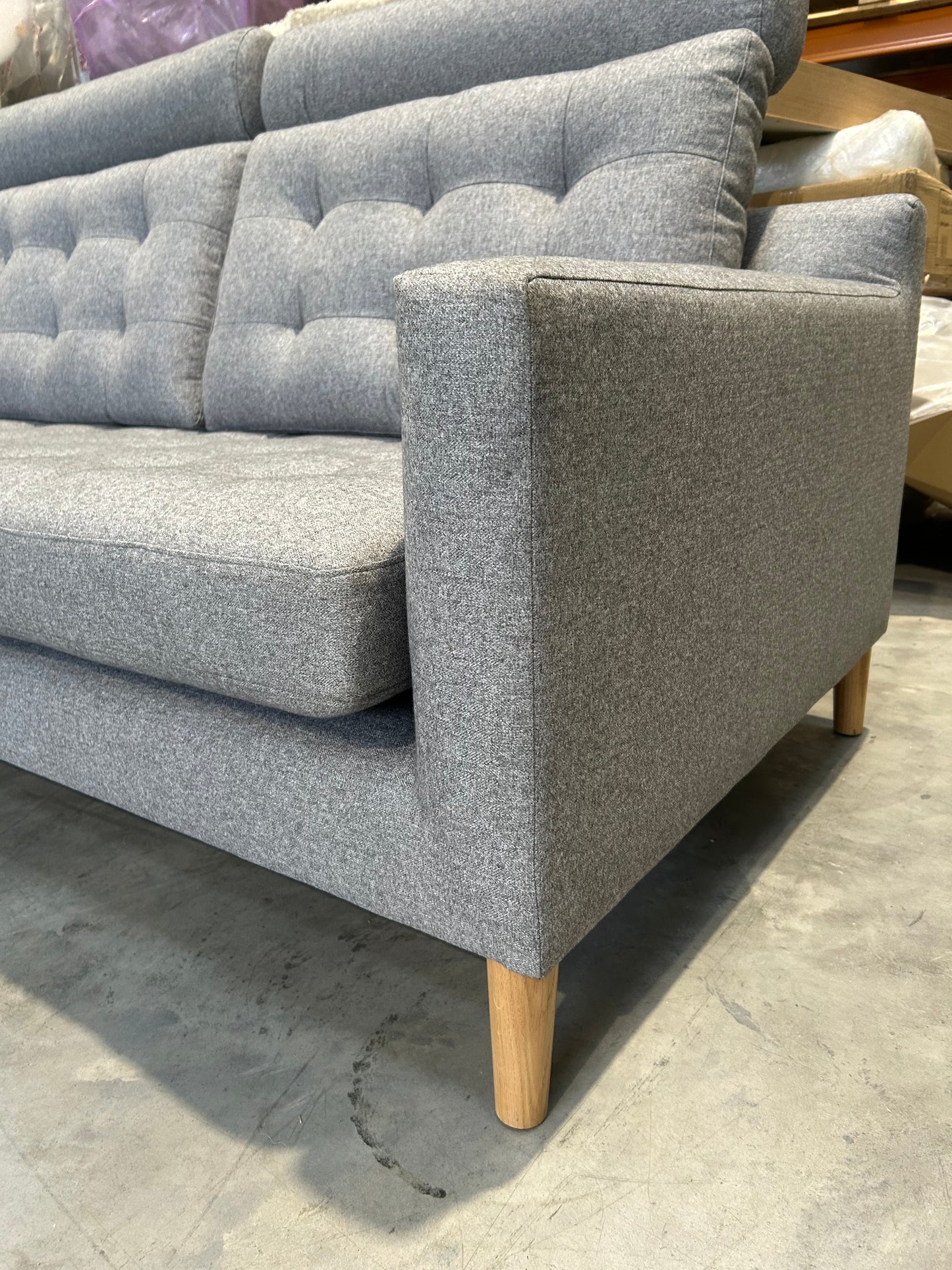 John Lewis Draper II Large 3 Seater Sofa Brushed Tweed Grey