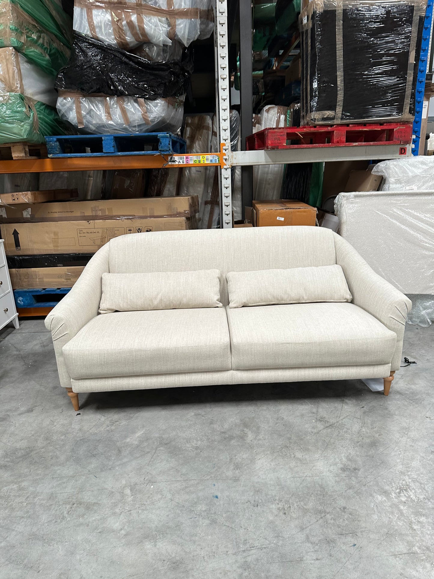 John Lewis Fireside Large 3 Seater Sofa AquaClean Matilda Natural