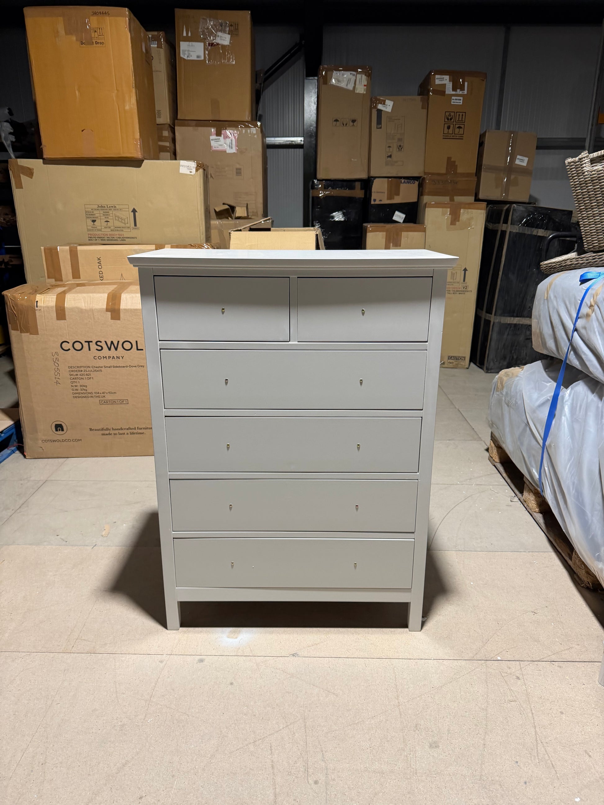 John Lewis Wilton 6 Drawer Chest, Linen