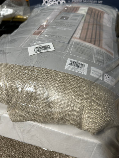 John Lewis Textured Weave Pair Blackout Lined Pencil Pleat Curtains, Natural, W228 x Drop 274cm