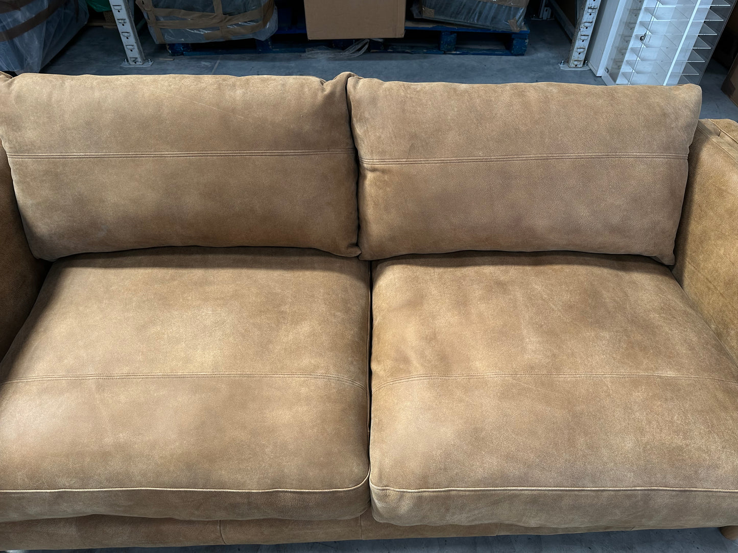 John Lewis Trim Large 3 Seater Leather Sofa, Light Leg, Demetra Tan