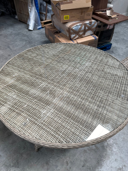 John Lewis Rye Woven 6-Seater Round Garden Dining Table, Grey
