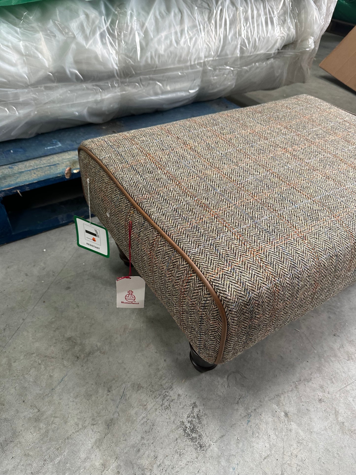 John Lewis Tetrad Lewis Footstool, Harris Tweed Bracken Herringbone