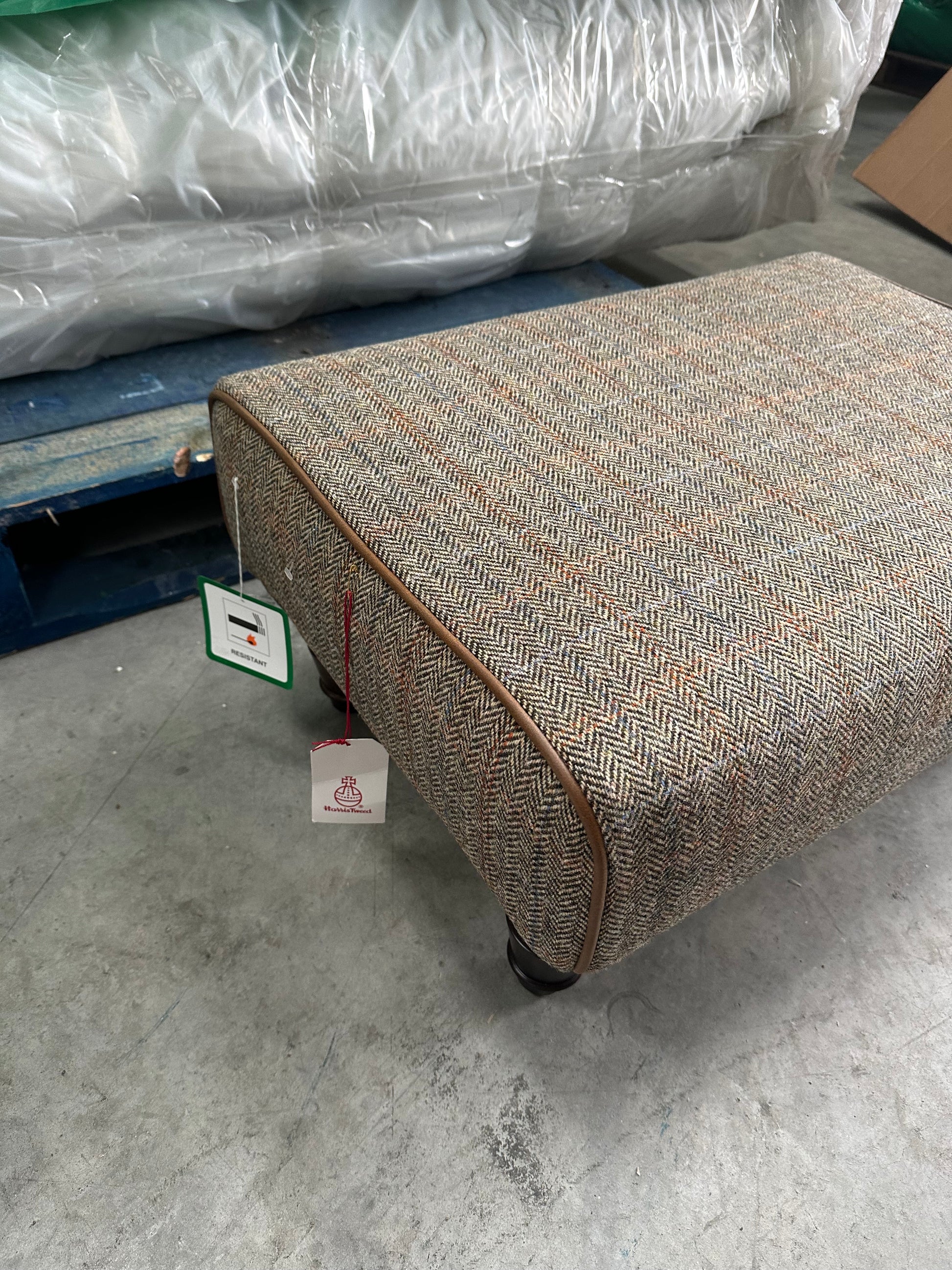 John Lewis Tetrad Lewis Footstool, Harris Tweed Bracken Herringbone