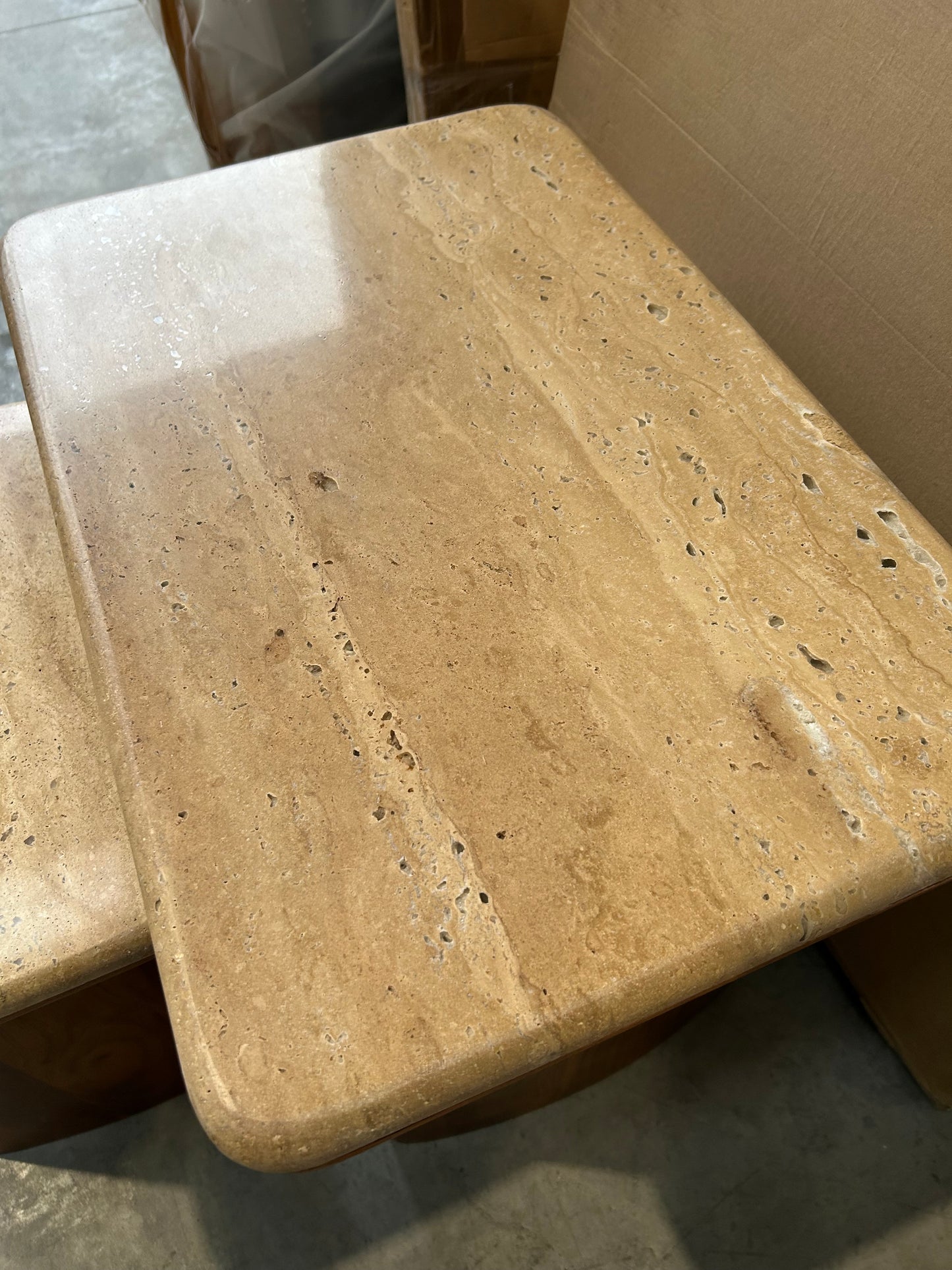 John Lewis Adina Travertine Top Nest of 2 Tables Walnut