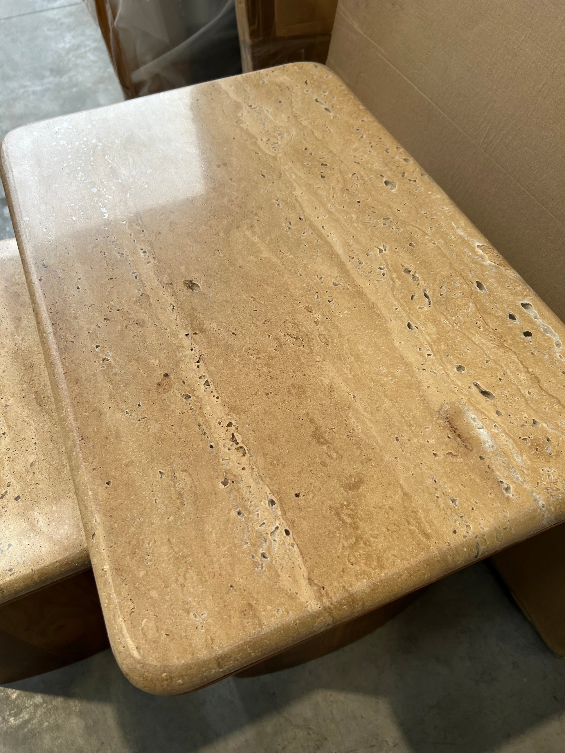 John Lewis Adina Travertine Top Nest of 2 Tables Walnut