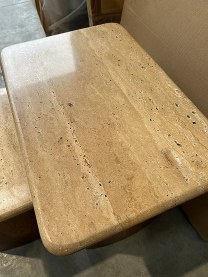 John Lewis Adina Travertine Top Nest of 2 Tables Walnut