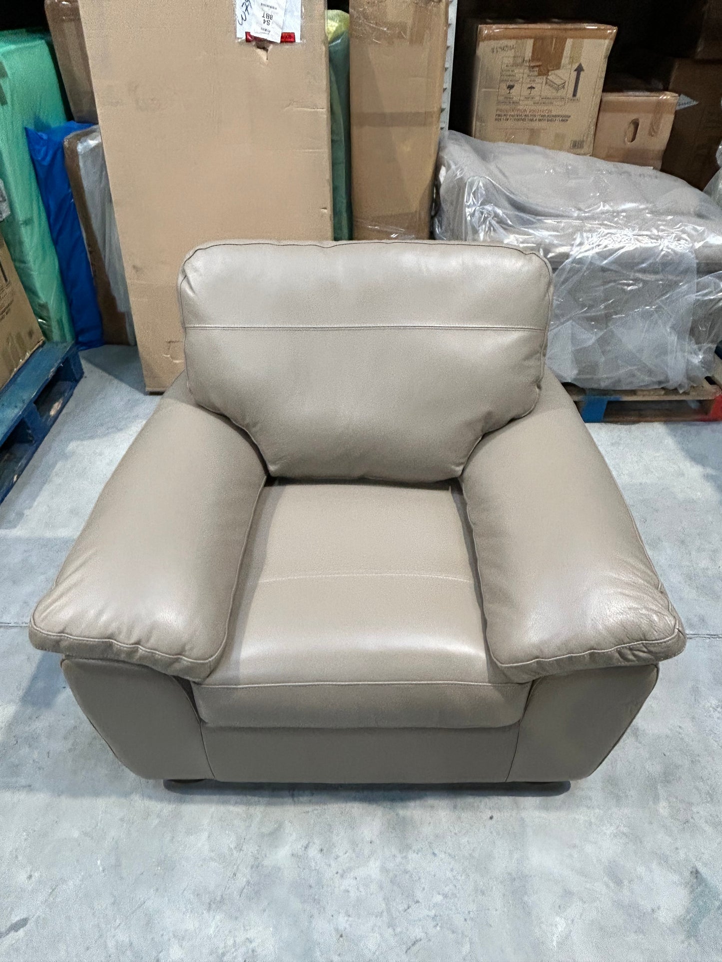 John Lewis Camden Leather Armchair, Dark Leg, Natural Putty