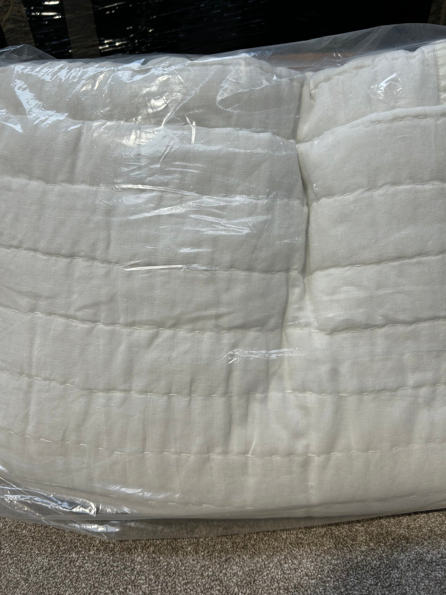 West Elm Linen-Cotton Quilted , White, King