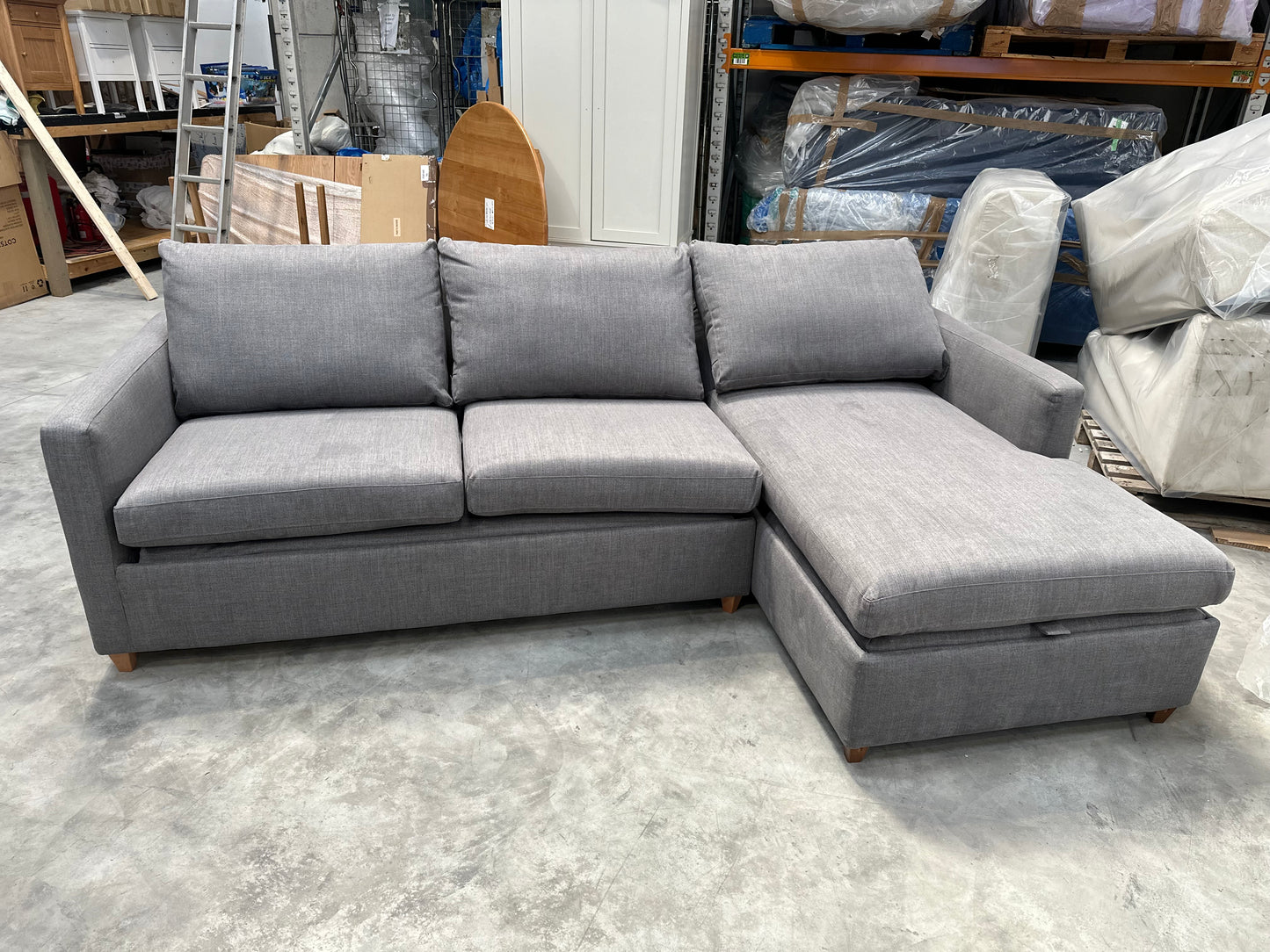 John Lewis Bailey II RHF Chaise End Sofabed, Light Leg in Linen Hatton Steel