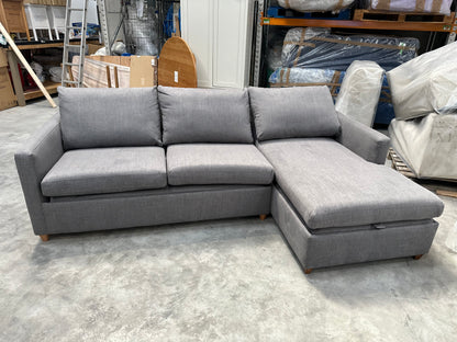 John Lewis Bailey II RHF Chaise End Sofabed, Light Leg in Linen Hatton Steel