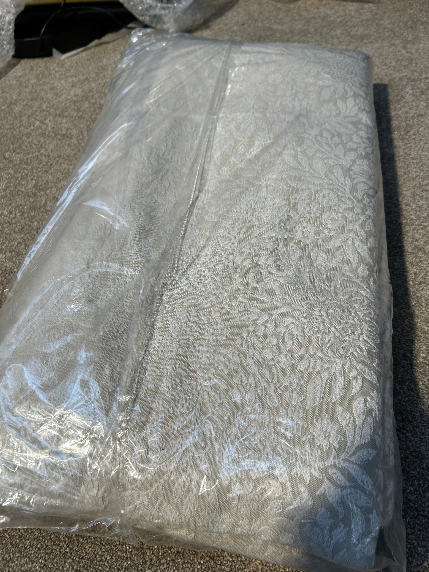 List John Lewis Hidcote Weave Pair Lined Eyelet Curtains, Putty, W228 x Drop 228cm