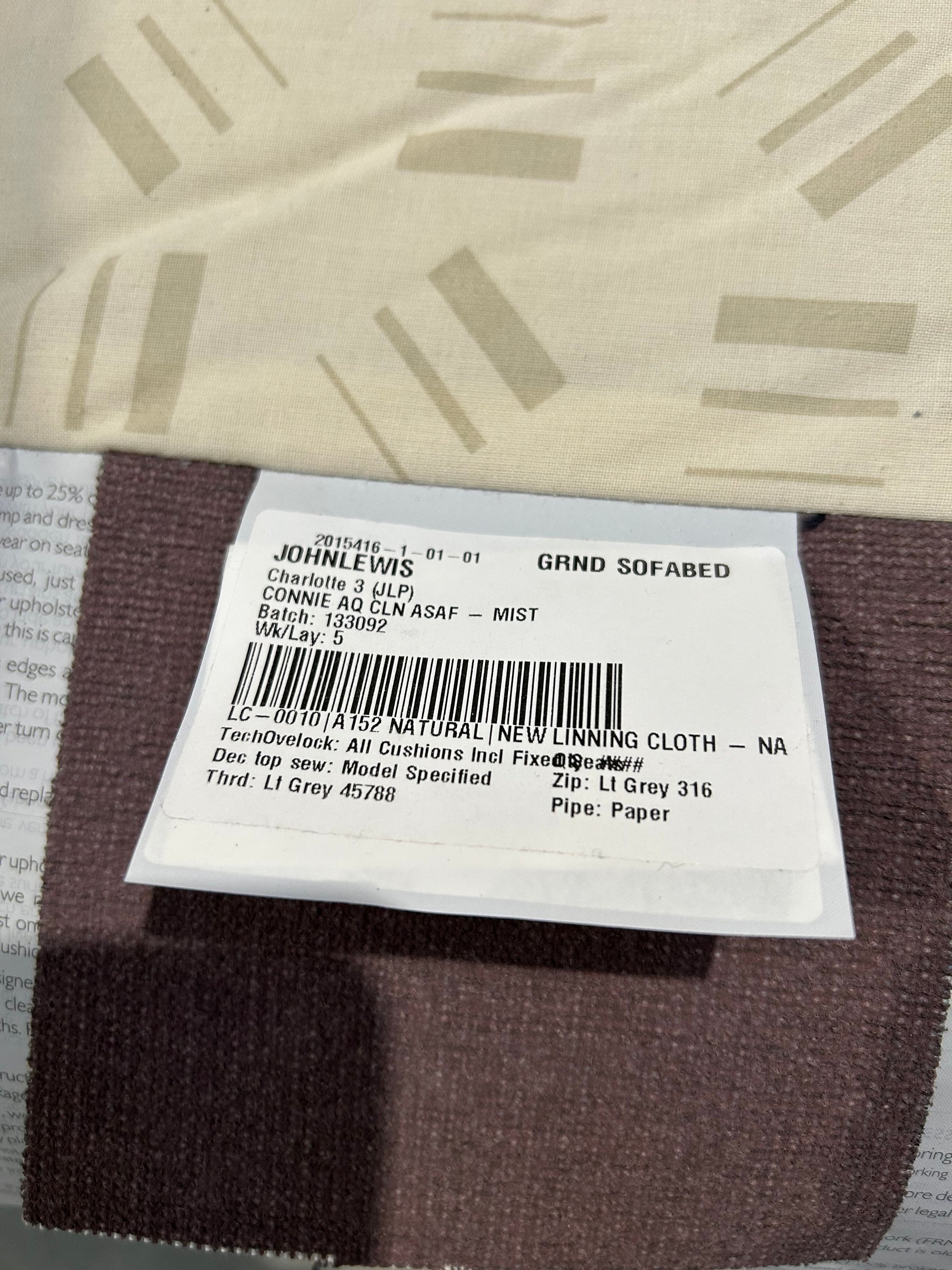 John Lewis Charlotte II Grand 4 Seater Sofa Aquaclean Connie Mist Grey