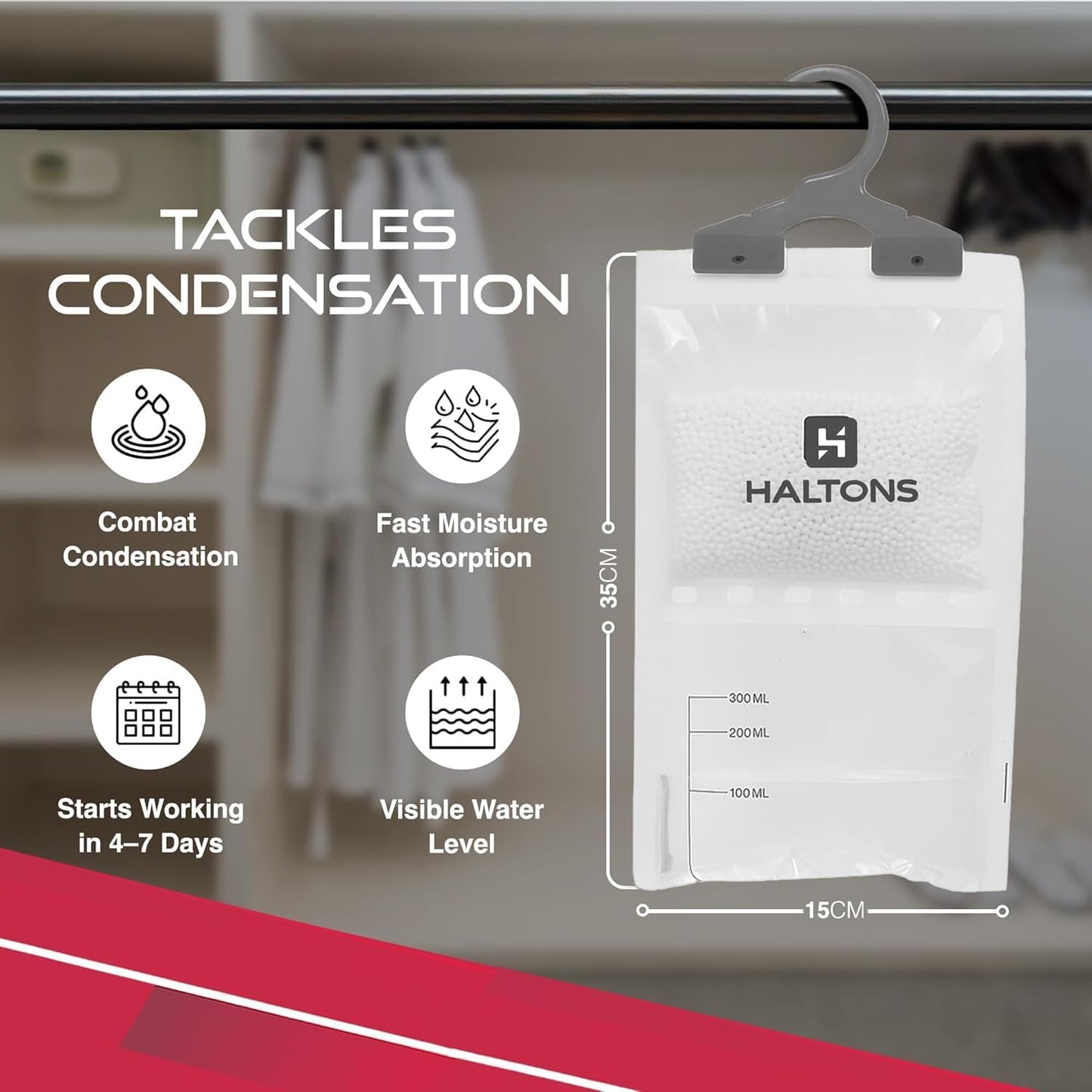 Wardrobe Dehumidifier 10 Pack Haltons Hanging Moisture Absorber Prevents Damp