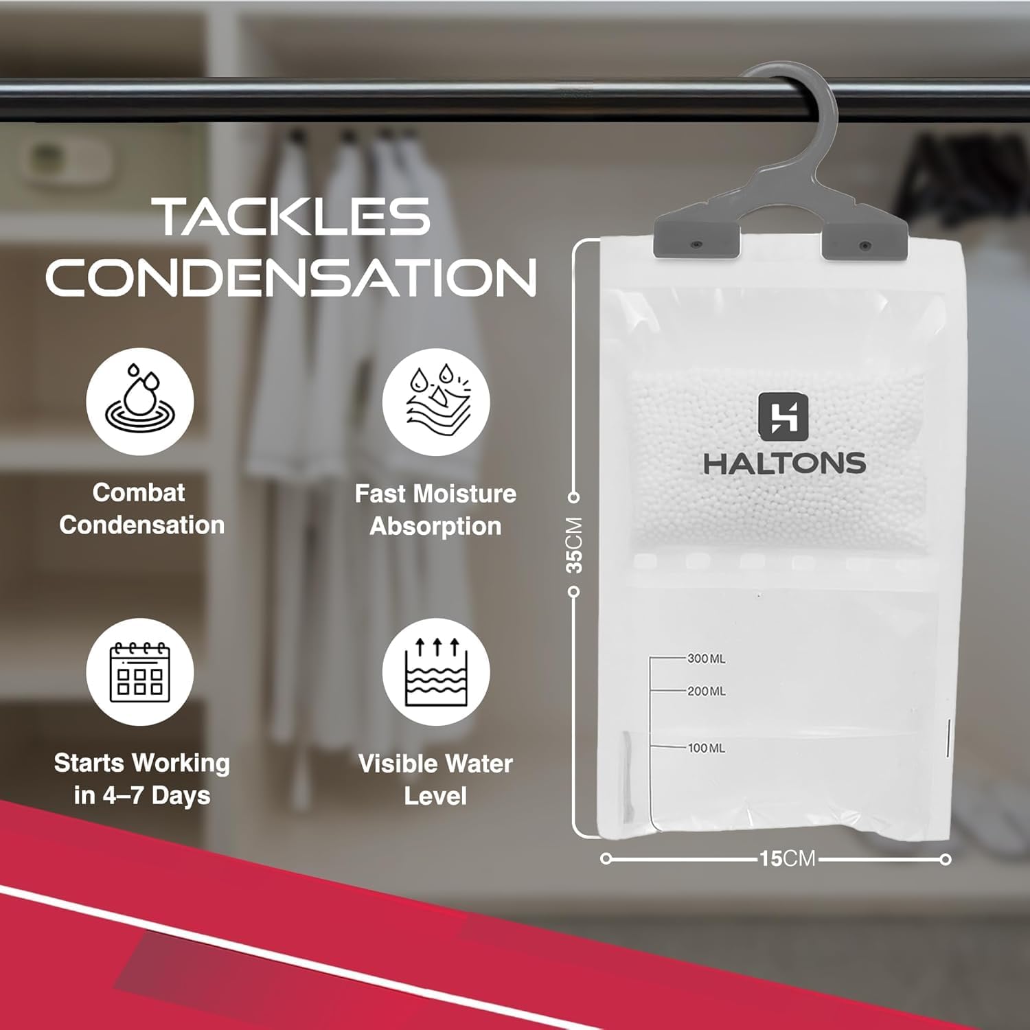 Wardrobe Dehumidifier 10 Pack Haltons Hanging Moisture Absorber Prevents Damp