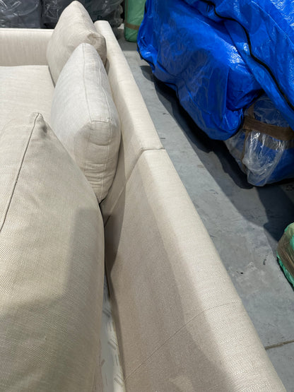 John Lewis Tortona RHF Chaise Sofa Premium Herringbone Fabric Light Legs Natural