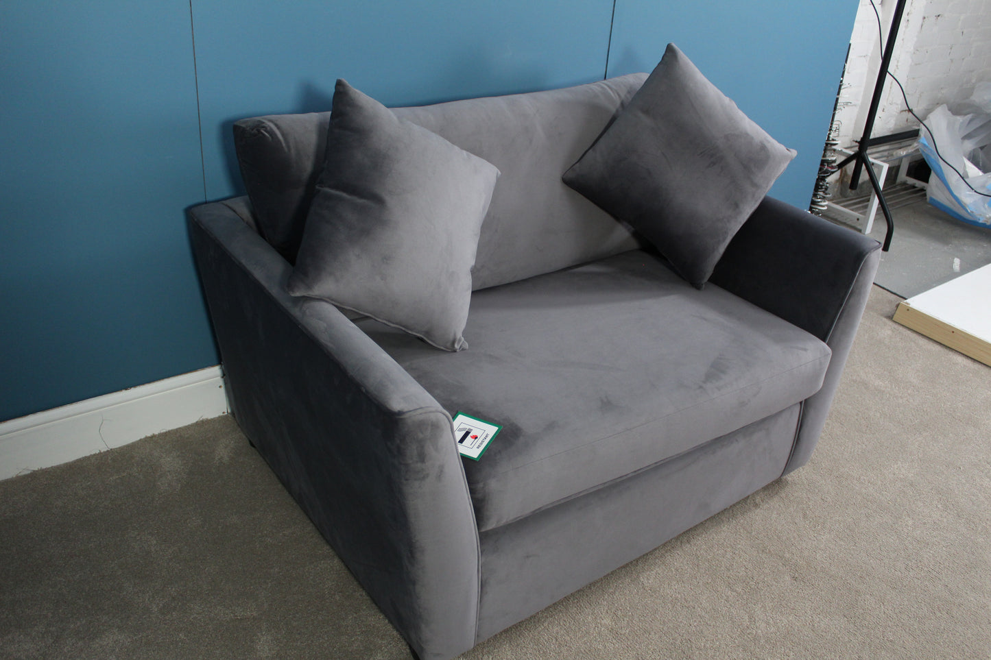 Brook & Wilde Sofa Love Seat Cuddle Chair in Grey Velvet - Made in UK