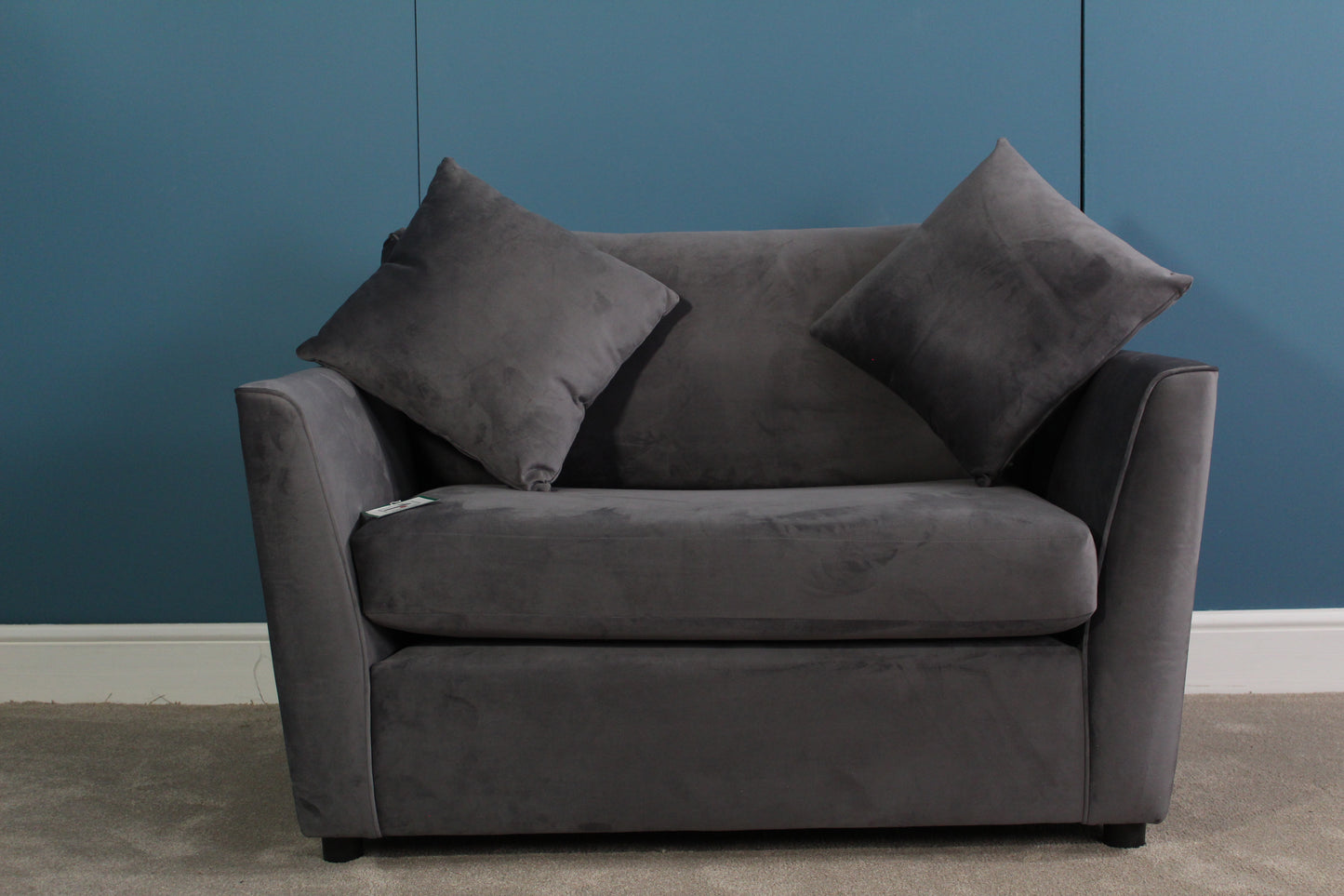 Brook & Wilde Sofa Love Seat Cuddle Chair in Grey Velvet - Made in UK