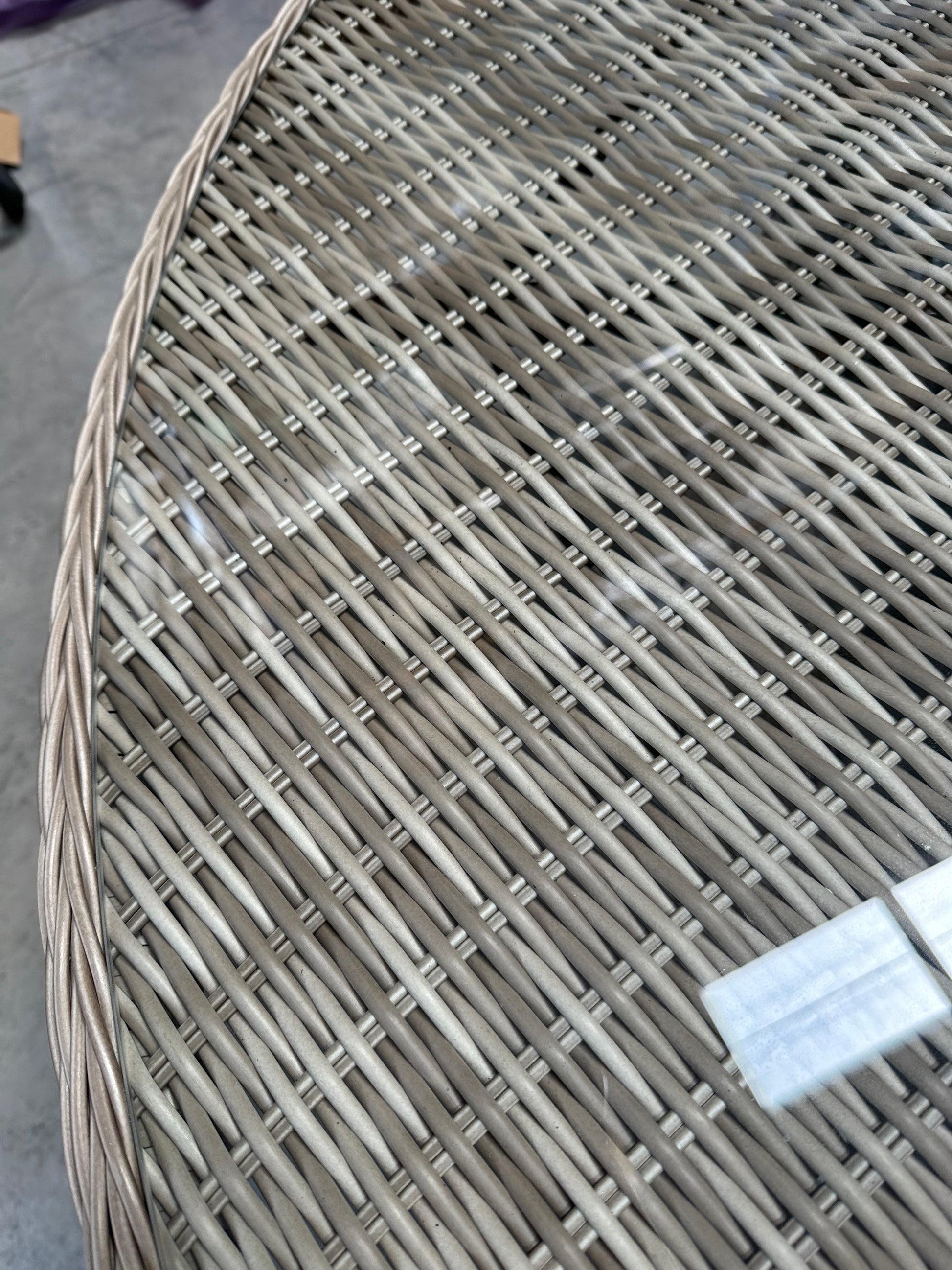 John Lewis Rye Woven 6-Seater Round Garden Dining Table, Grey