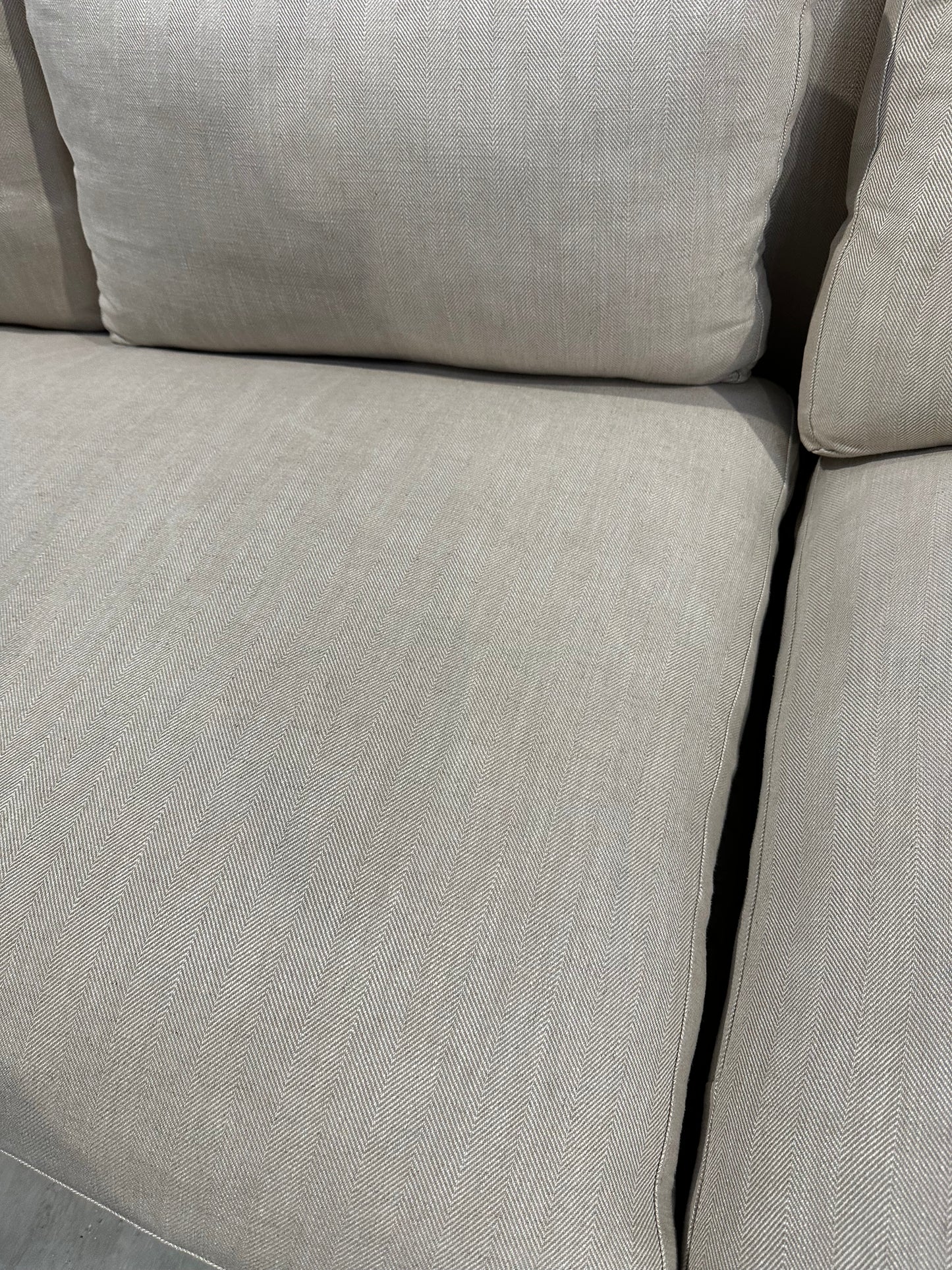 John Lewis Tortona RHF Chaise Sofa Premium Herringbone Fabric Light Legs Natural