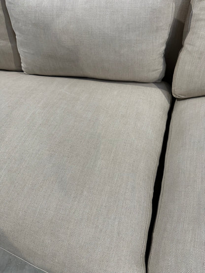 John Lewis Tortona RHF Chaise Sofa Premium Herringbone Fabric Light Legs Natural