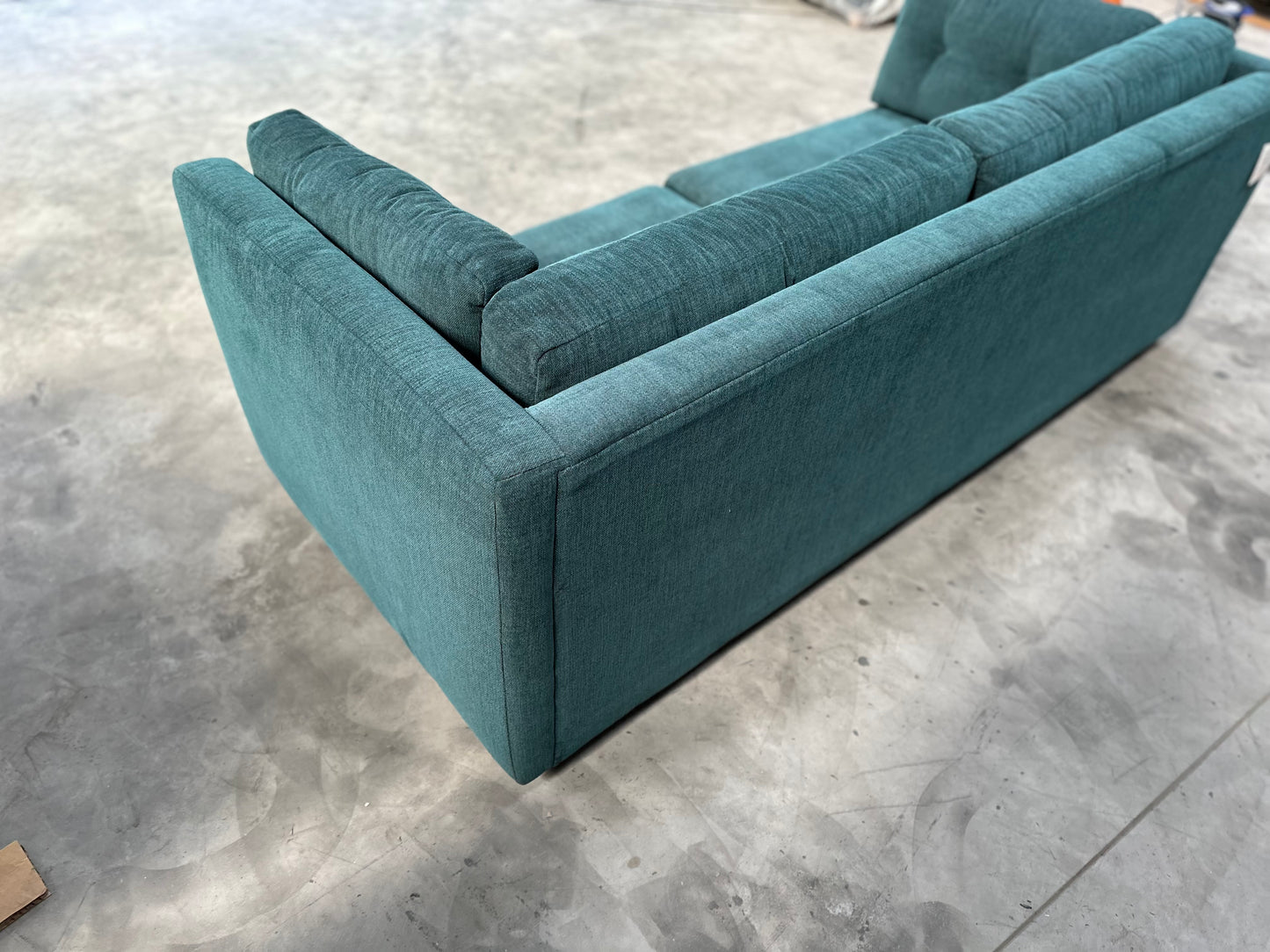 JOHN LEWIS BOOTH MEDIUM 2 SEATER SOFA IN EASY CLEAN TEAL WITH LIGHT LEGS