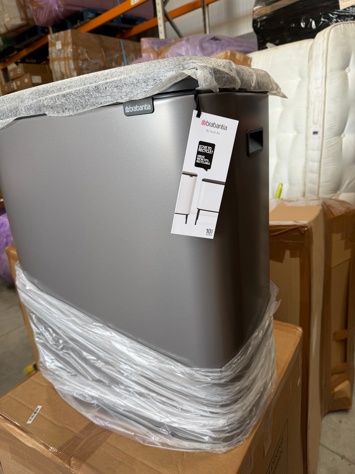 Brabantia Bo Touch Bin, Platinum, 60L