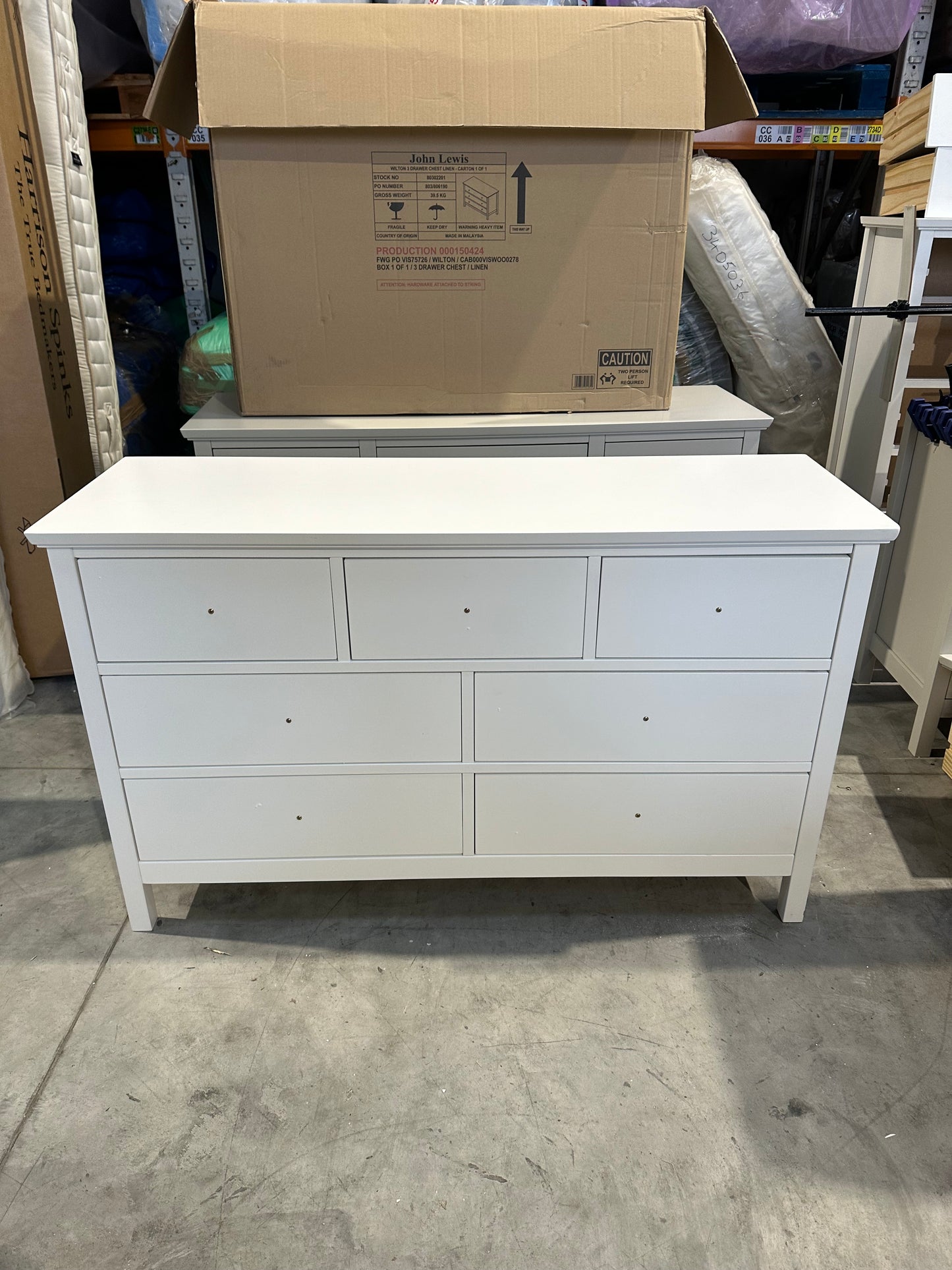 John Lewis Chest of Drawer White Wilton 7 Drawer Chest