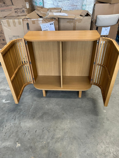 John Lewis Slatted 2 Door Cabinet, Natural