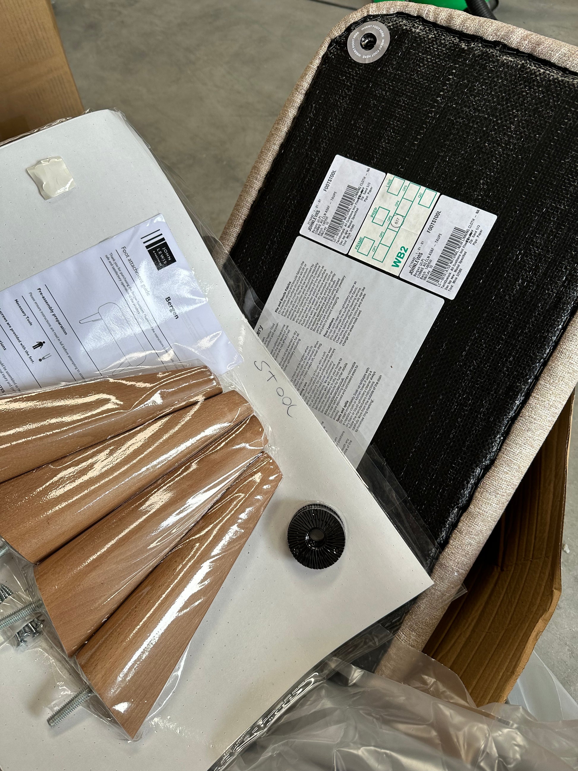 John Lewis Bergen II Footstool in AquaClean Taupe