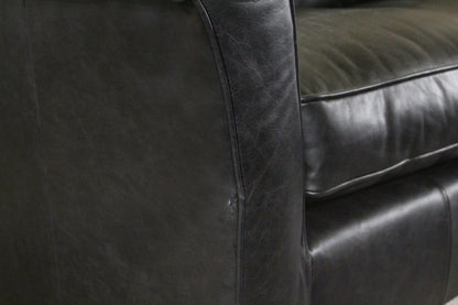 John Lewis Charlotte Medium 2 Seater Leather Sofa, Dark Leg, Piccadilly Black