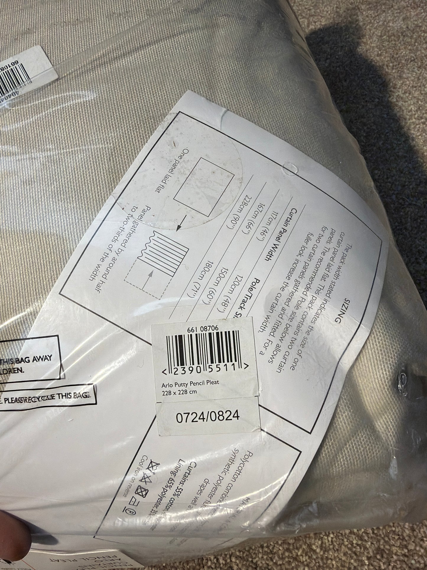 John Lewis Arlo Pair Lined Pencil Pleat Curtains, Putty, W228 x Drop 228cm