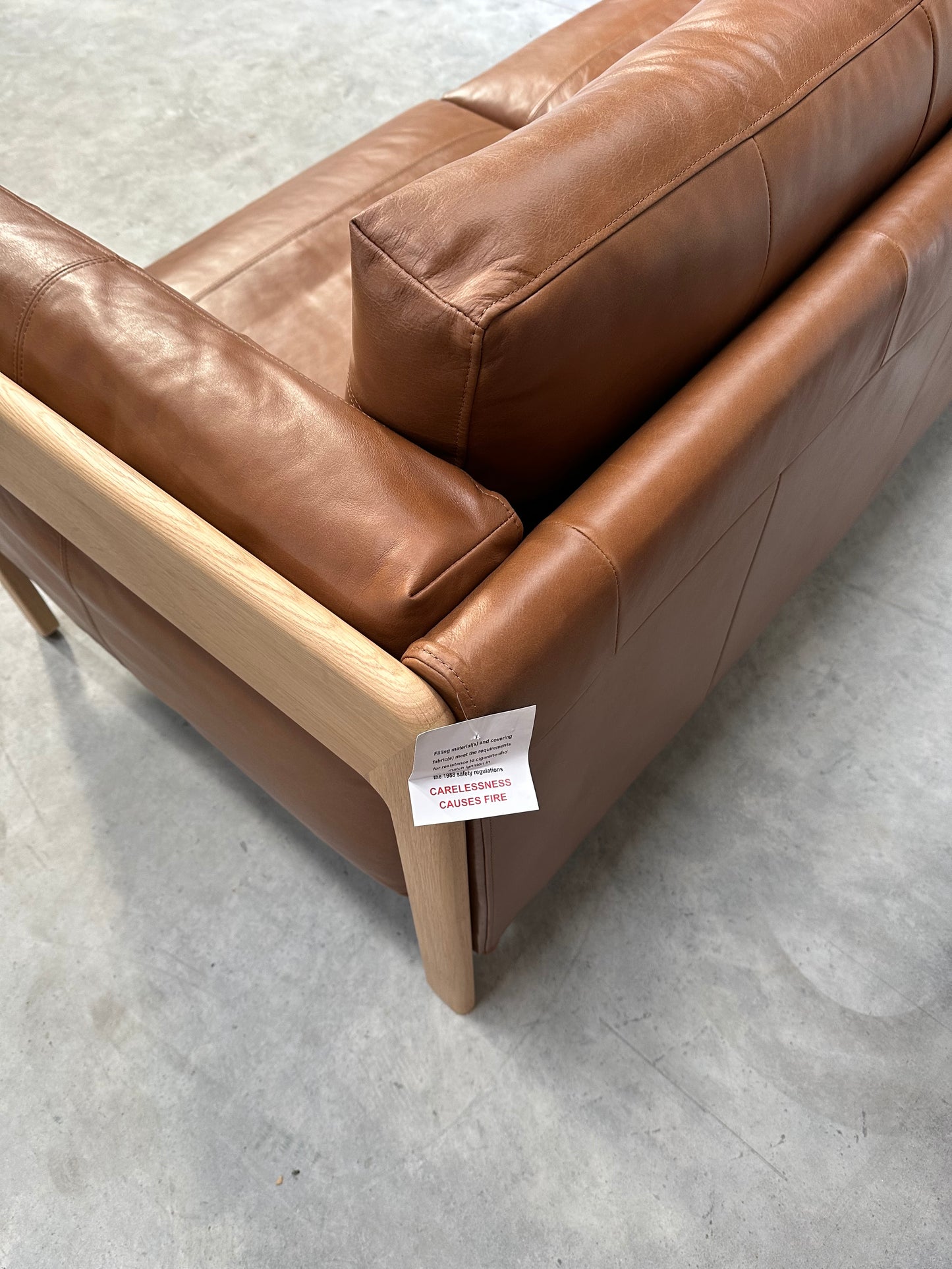 John Lewis Nest Medium 2 Seater Leather Sofa, Light Leg, Butterscotch Leather
