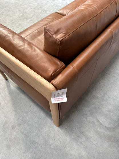 John Lewis Nest Medium 2 Seater Leather Sofa, Light Leg, Butterscotch Leather