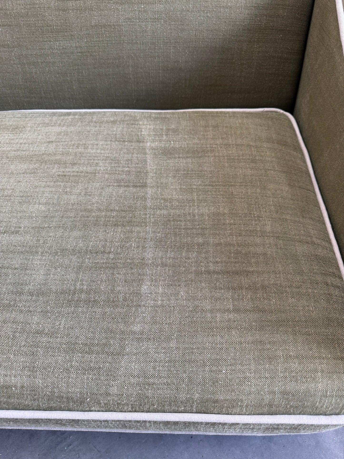 John Lewis Marlow Medium 2 Seater Sofa, Dark Leg, Soft Weave Clay, Relaxed Linen Olive Green